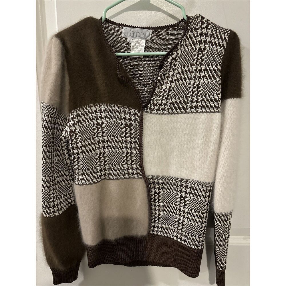 Rabbit Hair Blend Vintage Nannell Sweater Women‎ Small Geometric Pullover